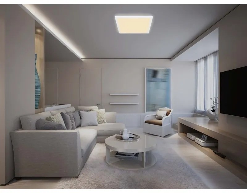 Plafoniera LED design slim Sapana alb 42x42cm