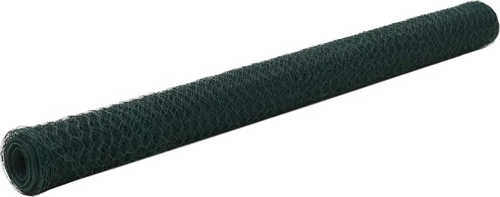vidaXL Plasă de sârmă găini, verde, 25 x 1,5 m, oțel cu înveliș PVC