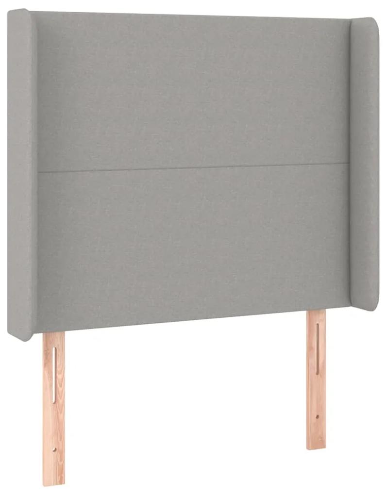 Pat box spring cu saltea, gri deschis, 90x200 cm, textil Gri deschis, 90 x 200 cm, Design simplu