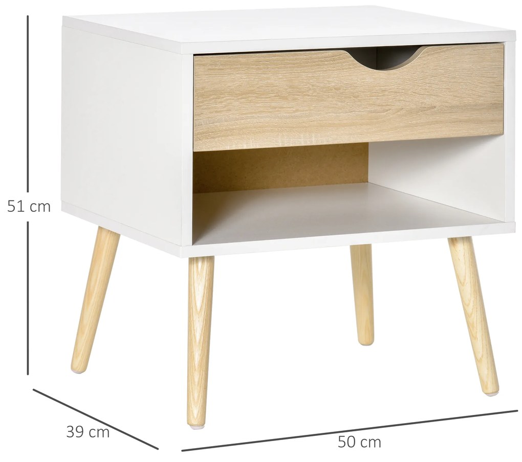 HOMCOM Noptiere Moderne cu Sertar și Raft, Design Modern și Funcțional, Ideal pentru Cameră de Dormit, Albastru | Aosom Romania