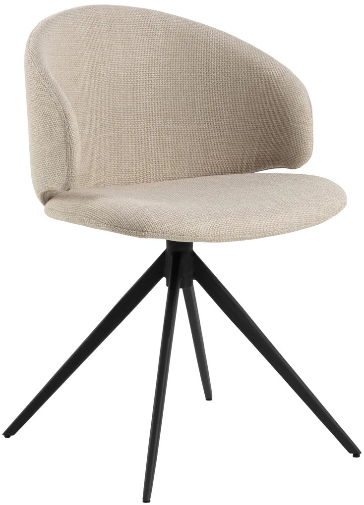 MAZZONI EXPORT NELA Bej (material Basel 24)/picioare negre - SCAUN MODERN ÎMPLĂTIT ROTATIV TAPIȚAT PENTRU SALON/LIVING/BIROU BOHO