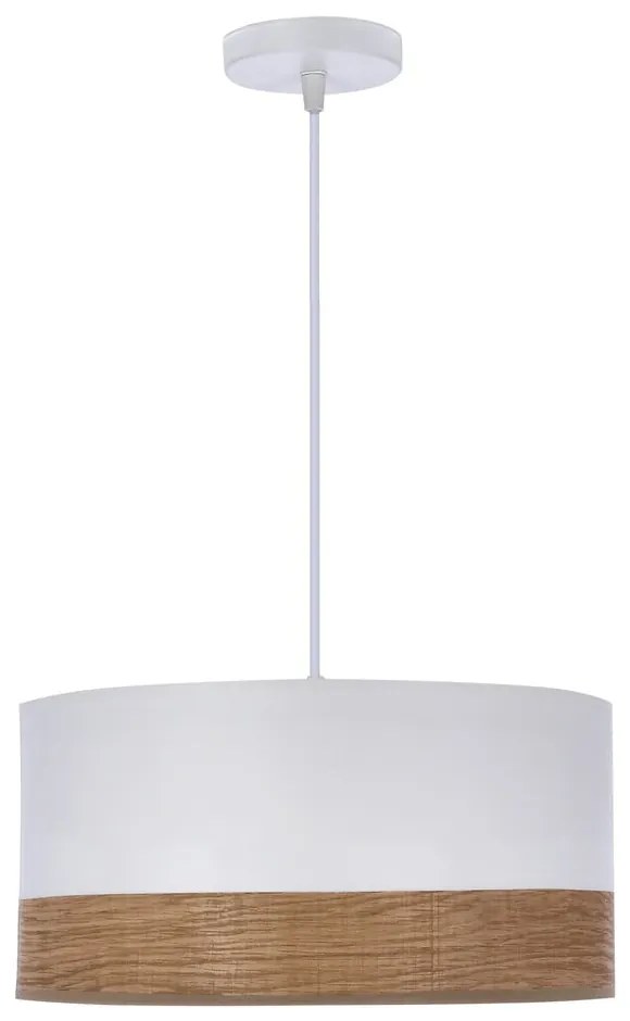 Lustră albă cu furnir și abajur textil ø 30 cm Bianco – Candellux Lighting