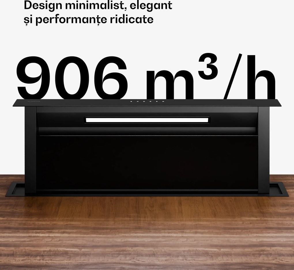 Klarstein Velaire Downdraft-System, Elegant, minimalist, puternic, Clasa energetică A++, 906 m³/h, 90 cm