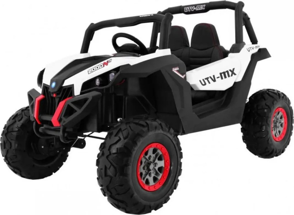 Masinuta Electrica cu acumulator pentru copii NOVOKIDS™ Buggy UTV , 2 locuri, 3-12 ani , max 50 kg , 2 Baterii de 12V, Lungime 124 cm, Alb cu Negru