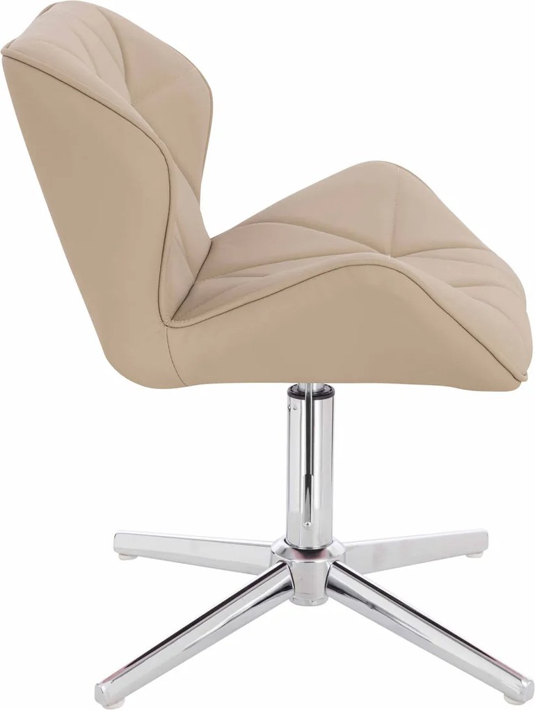 HR111CROSS Scaun Crem Piele Ecologica Premium Soft cu Bază Cromata