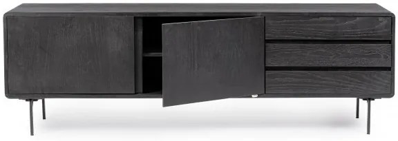 Comoda TV neagra din lemn de Frasin, 160x40x50 cm, Widal Bizzotto