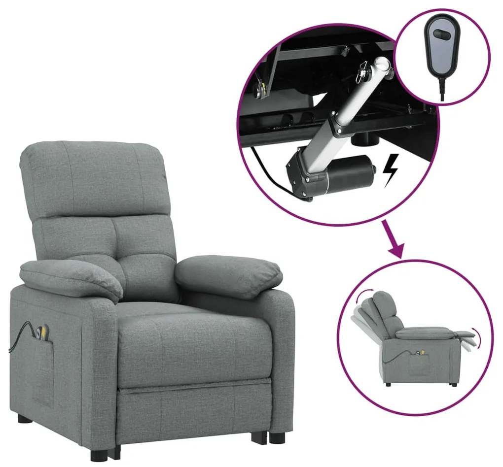 3073813 vidaXL Fotoliu de masaj electric rabatabil, gri închis, textil
