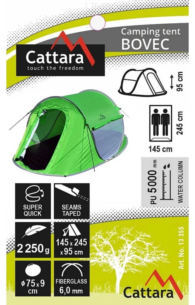 Cattara Cort pentru 2 persoane Bovec verde, 245 x 145 x 95 cm