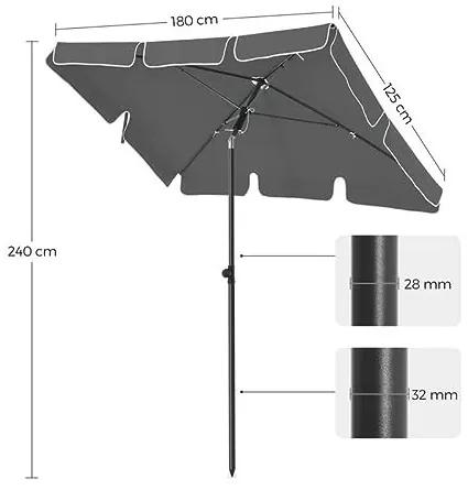 Umbrela de gradina gri din poliester si metal, 180x125 cm, Vasagle
