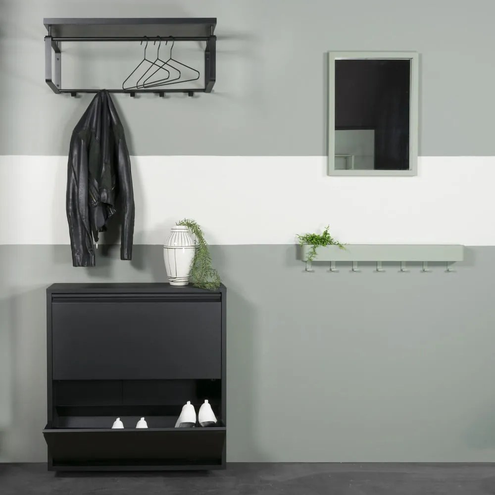 Pantofar negru cu deschidere înclinată din metal 75x77,5x22,5 cm Billy – Spinder Design