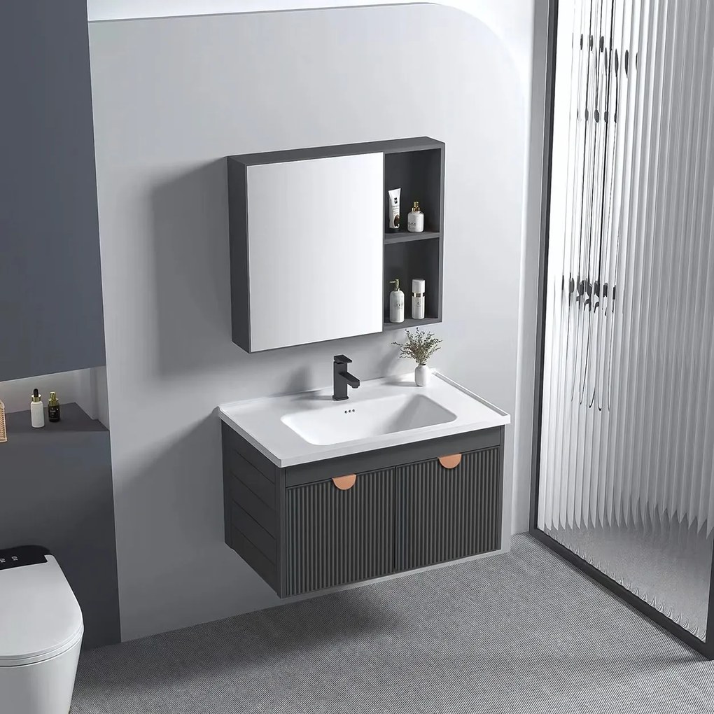 Set mobilier de baie cu lavoar Mario 60cm Grey