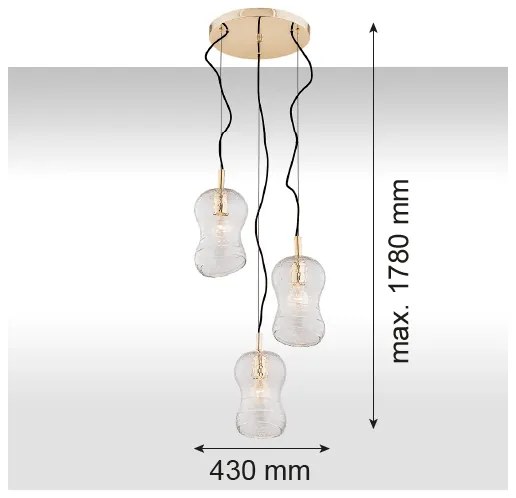 Argon 1464 - Lustră pe cablu CADIZ 3xE27/15W/230V