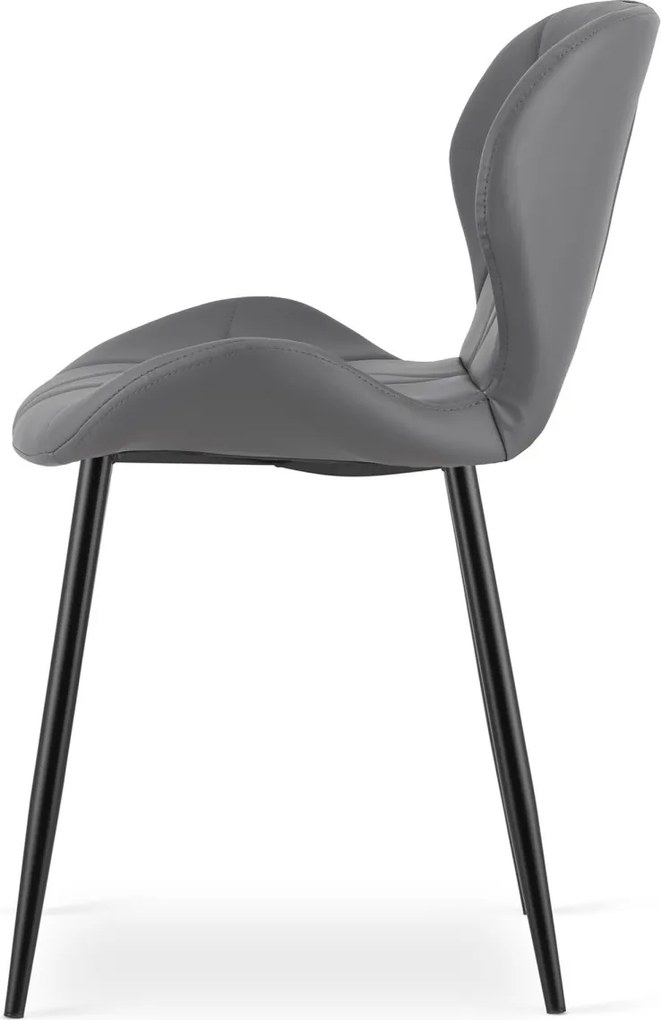 OFERTA Scaun de dining MANGO din piele ecologica cu picioare negre, gri clasa a II-a
