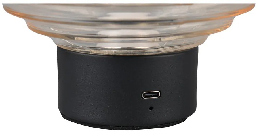 Veioză neagră/bej LED cu intensitate reglabilă cu abajur din sticlă (înălțime 14,5 cm) Earl – Reality