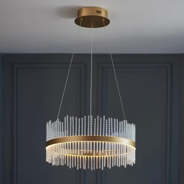 Lustră LED dimabilă pe cablu Endon 107671 ADRIEL LED/41W/230V 3000K auriu/transparent