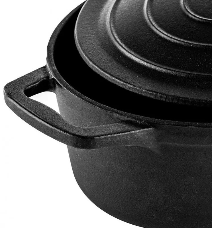 Cratita din fonta cu capac Muhler Tika MR-4133CI, 41x25x11cm, 5.1 L, Inductie, Negru