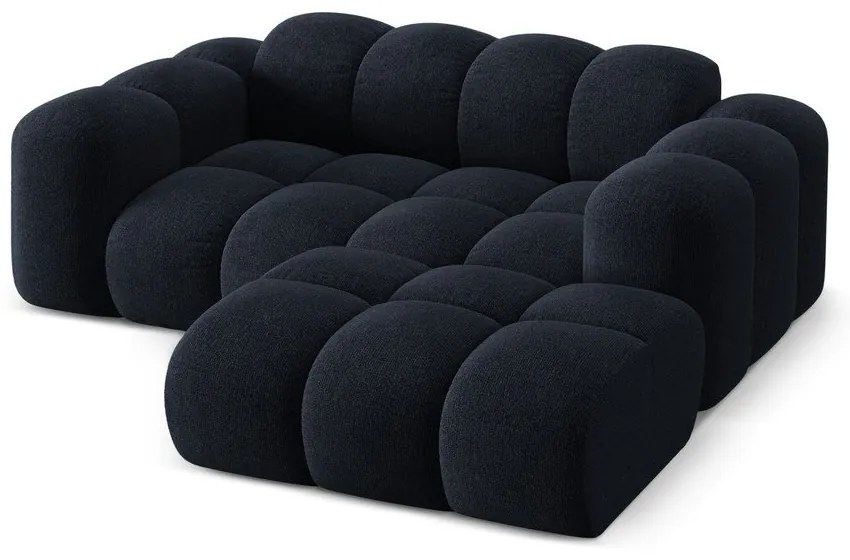 Colțar albastru închis cu tapițerie din chenille (cu colț pe partea dreaptă/cu șezlong) Treno – Cosmopolitan Design