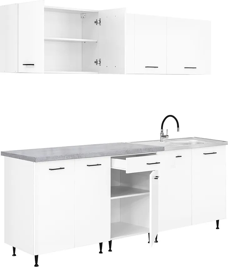 Dulap de bucătărie Primo 220 alb cu blat cromix