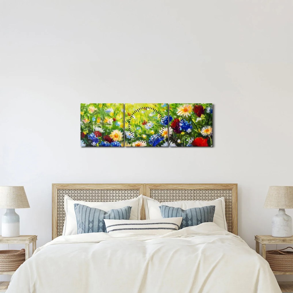 Tablou - Flori sălbatice (cu ceas) (90x30 cm)