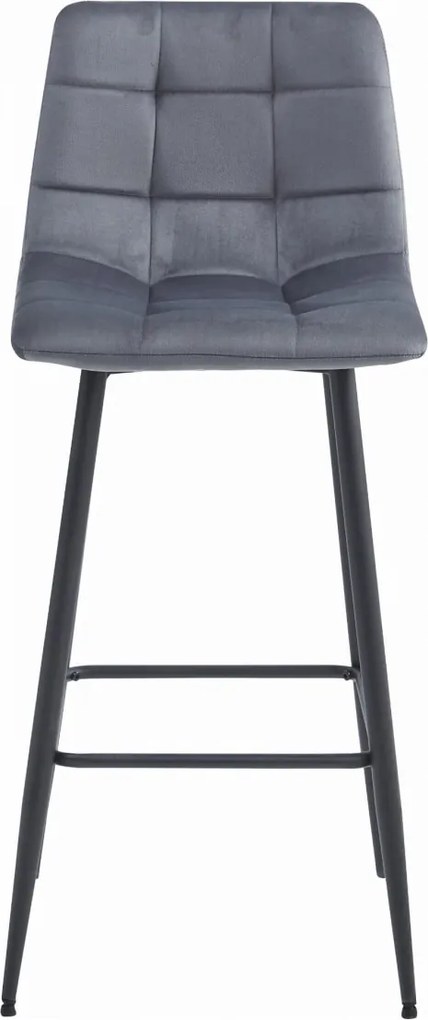 Scaun de bar ARCETO VELVET cu picioare negre, gri inchis