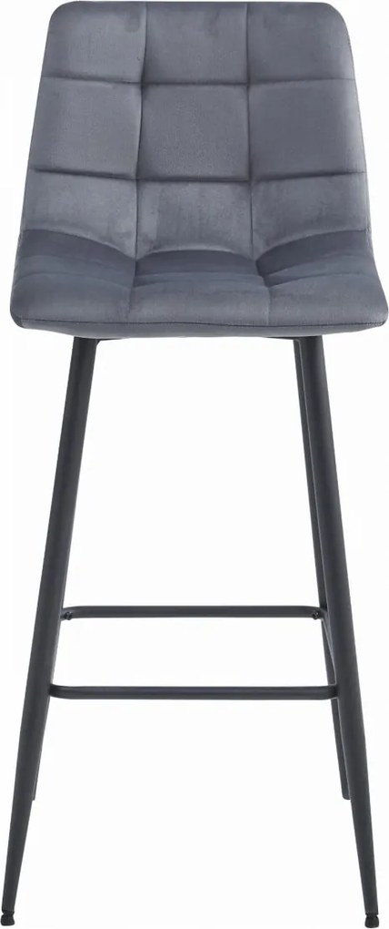 Scaun de bar cu picioare negre ARCETO VELVET, gri inchis