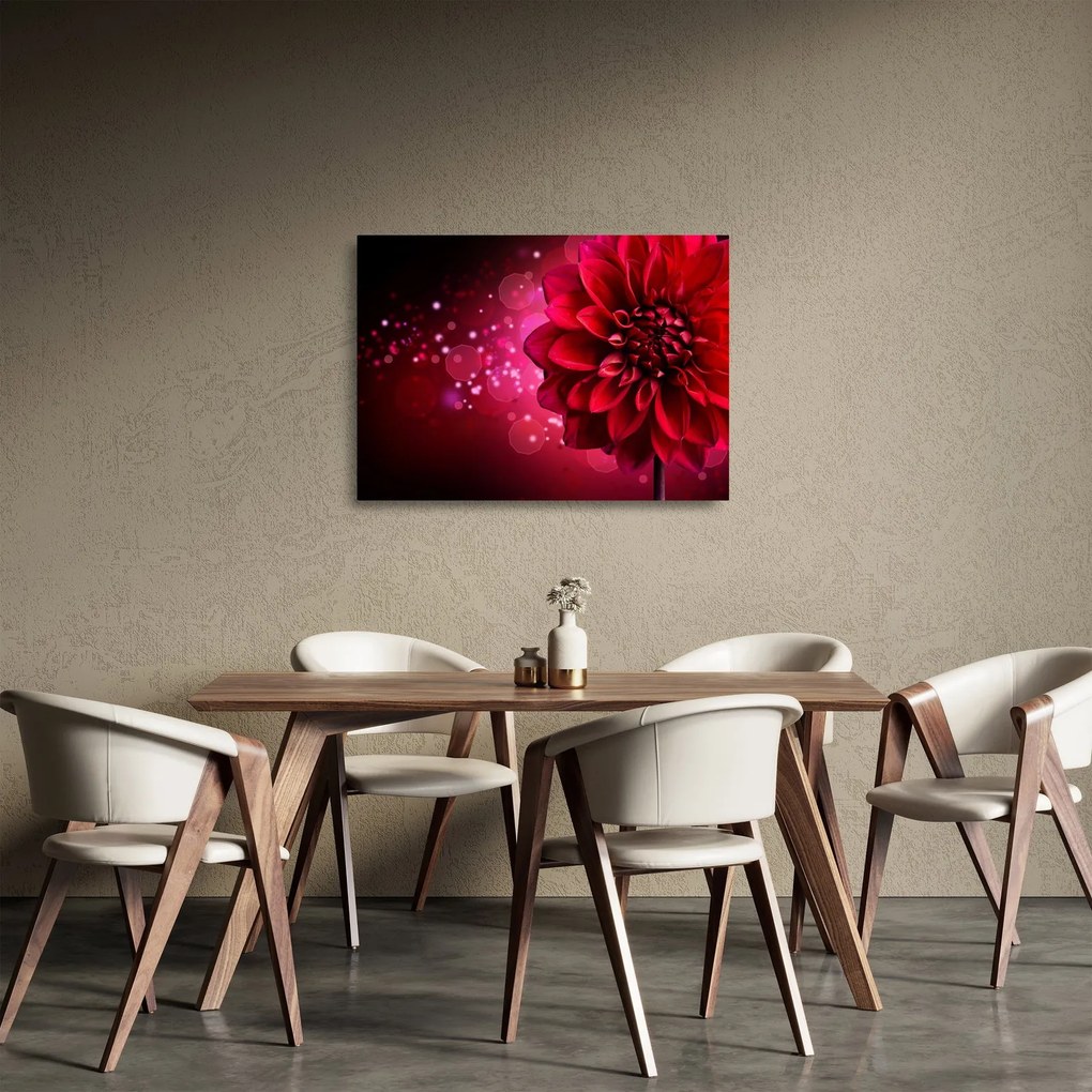 Tablou pe sticlă cu floare roșie (70x50 cm)
