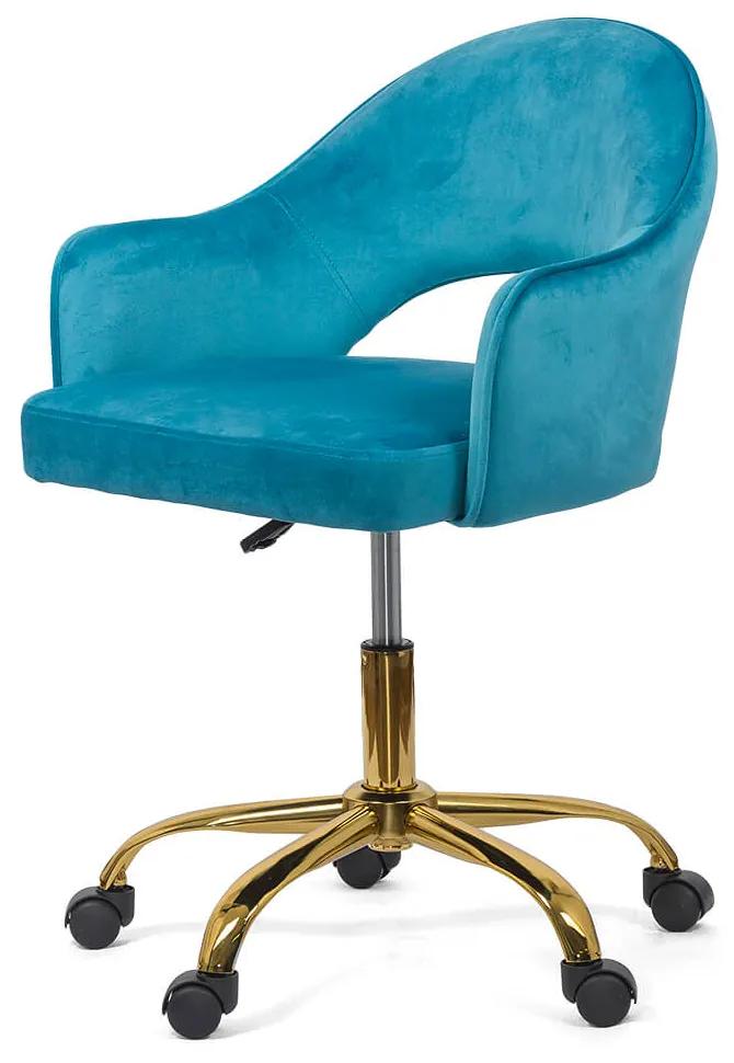 Scaun pentru birou din catifea cu baza aurie OFF 640 albastru