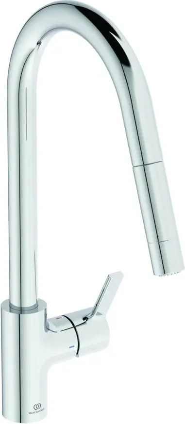 Baterie bucatarie cu dus extactibil Ideal Standard Gusto 233 crom lucios 2 tipuri de jet