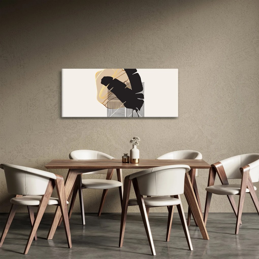 Tablou - Abstracție cu frunze tropicale N⁰4 (120x50 cm)