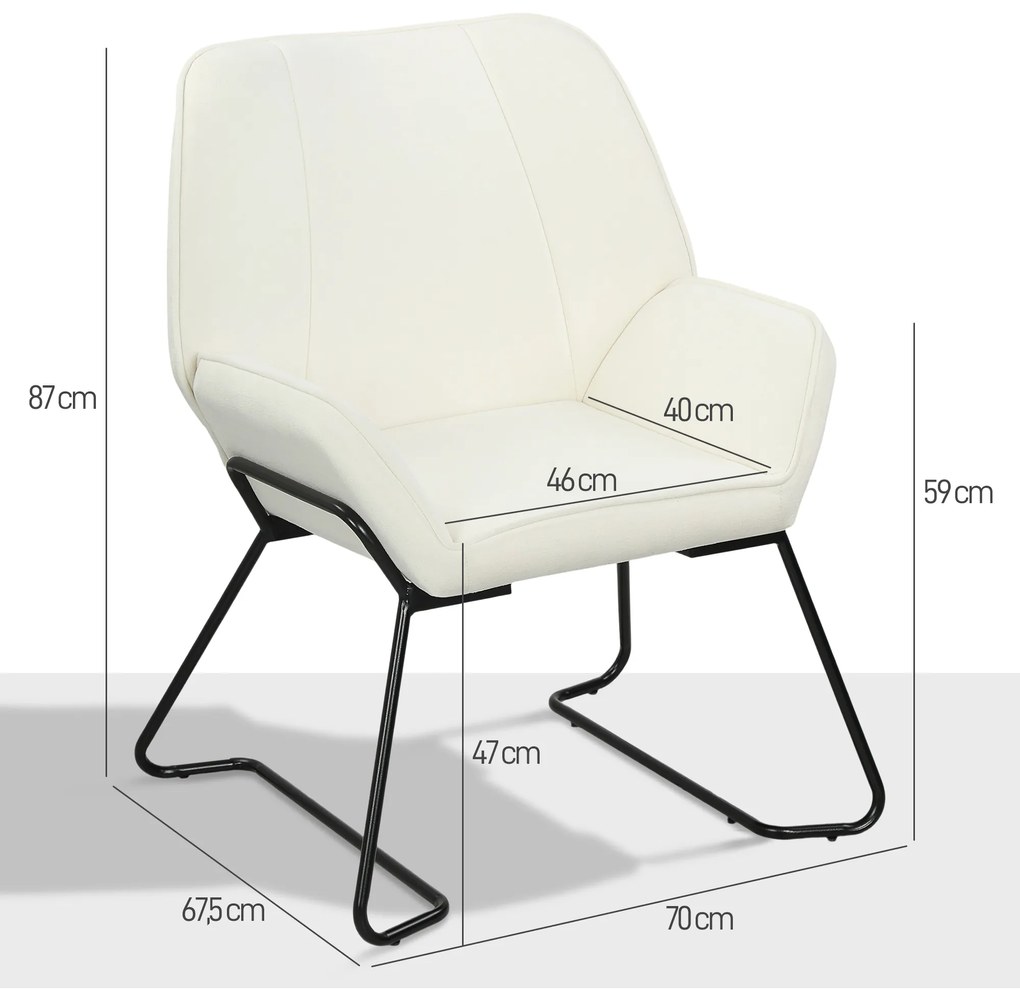 HOMCOM Fotoliu de Living cu Scaun Larg și Capitonat Tapitat în Catifea Picioare de Metal Fotoliu pentru Living Crem | Aosom Romania