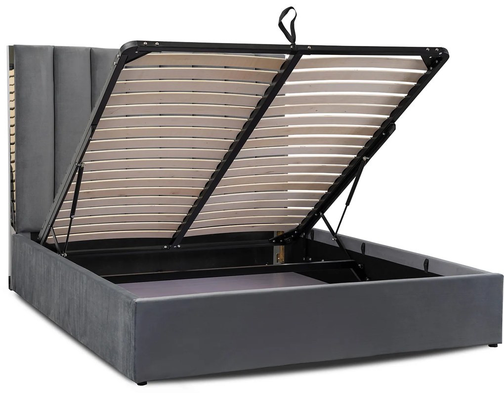 JAKS Patul cu spațiu de depozitare 160 x 200 cm Emilio gri