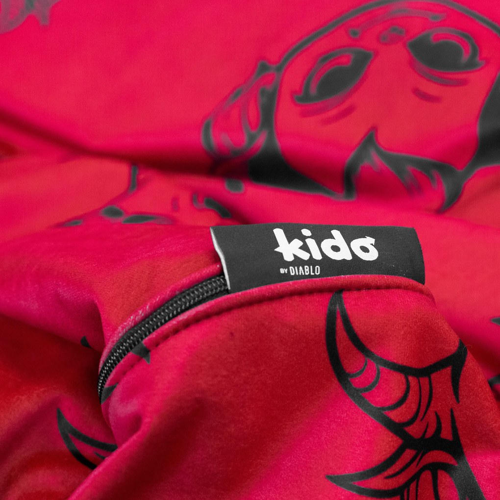 Fotoliul tip puf pentru copii Kido by Diablo: material catifea roșie