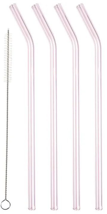 Paie de băut cu perie de curățare 4 buc. din sticlă – Lyngby Glas