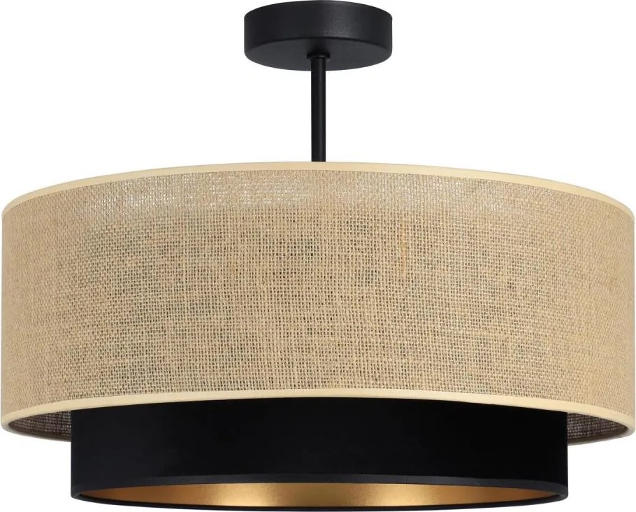 Plafonieră aplicată SARTA, 1xE27/60W/230V, Ø 45 cm, negru/jută
