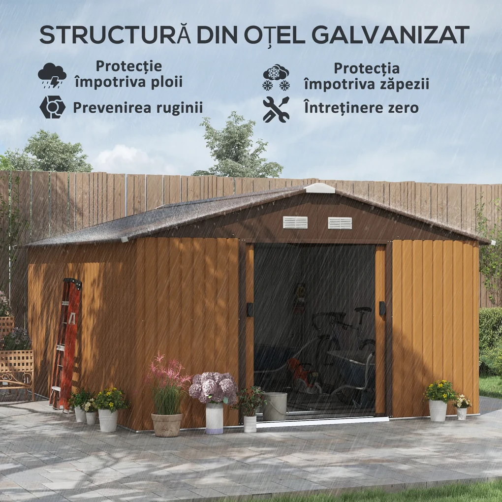 Outsunny Magazie de Unelte, Căsuță din Oțel Galvanizat, Șopron de