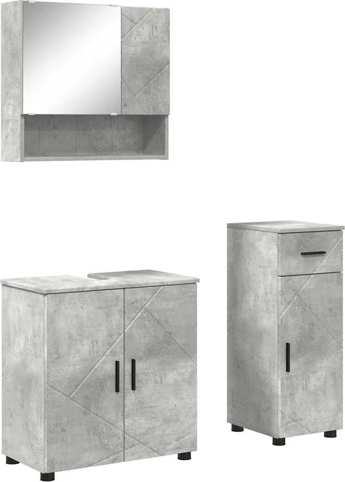 vidaXL Set de mobilier pentru baie cu sertar 3 pcs Gri din beton