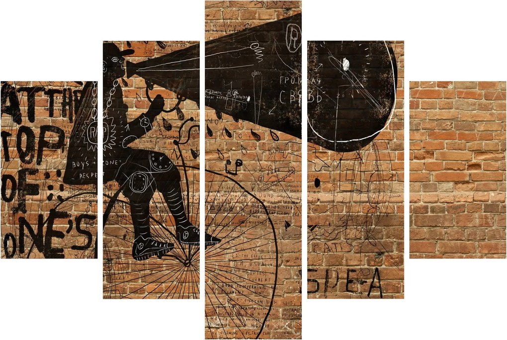 Tablou - Barbat cu biciclete stil Bansky (150x105 cm)