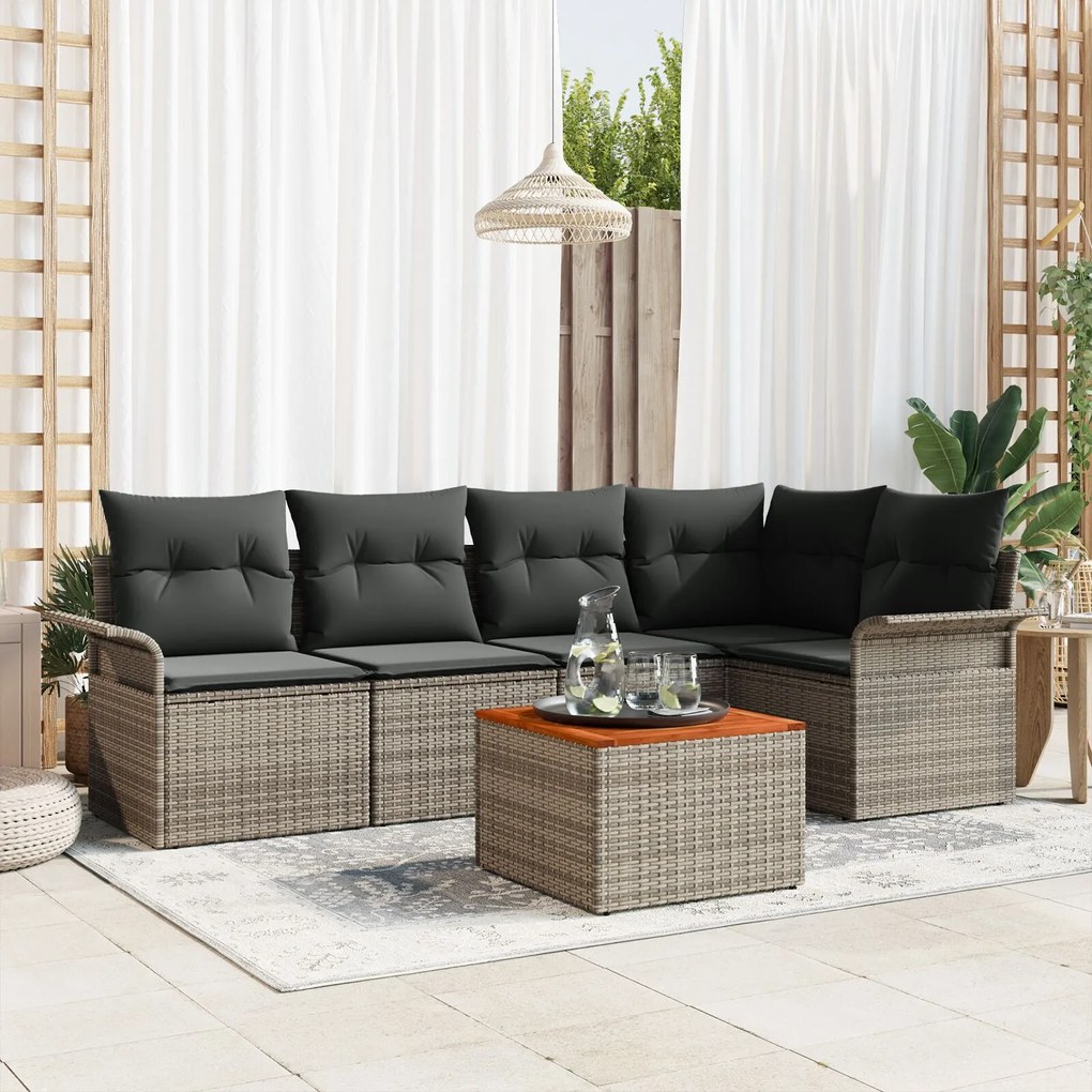 vidaXL Set de canapele pentru grădină 6 pcs Gri Rattan poli