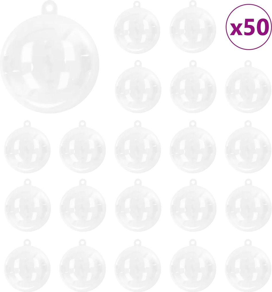 vidaXL Set de Globuri de Crăciun 50 pcs Transparent Ø 5 cm