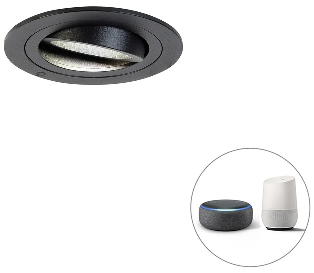 Spot inteligent încastrat negru cu Wi-Fi GU10 - Rondoo