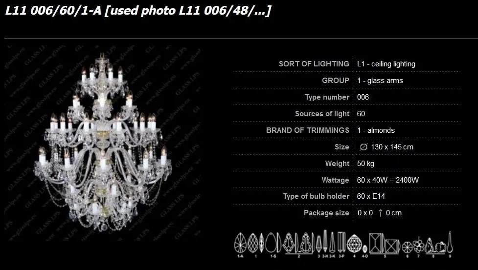 Lustra cu 60 brate cristal Bohemia, L11 006/60/1-A