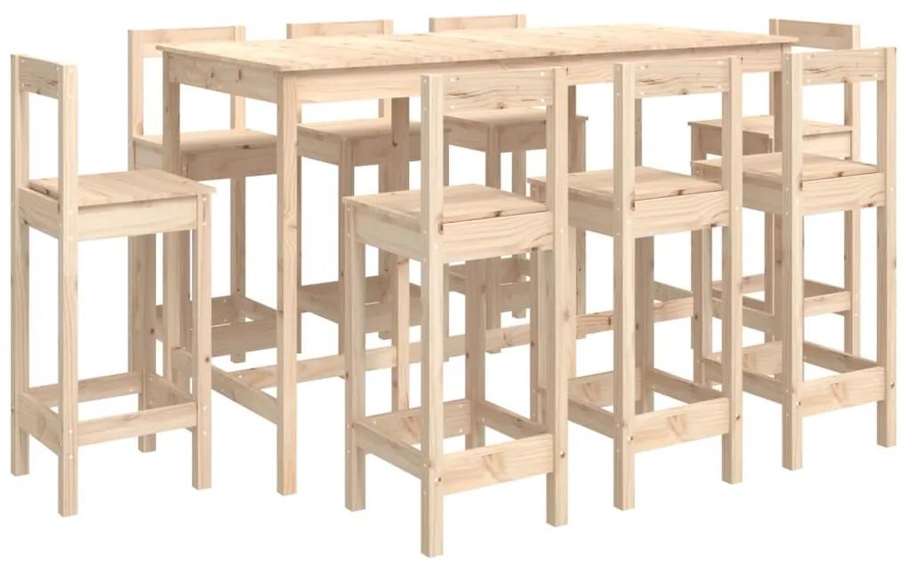 3124722 vidaXL Set mobilier de bar, 9 piese, lemn masiv de pin