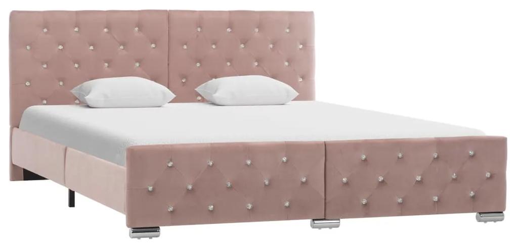 286827 vidaXL Cadru de pat, roz, 160 x 200 cm, material textil