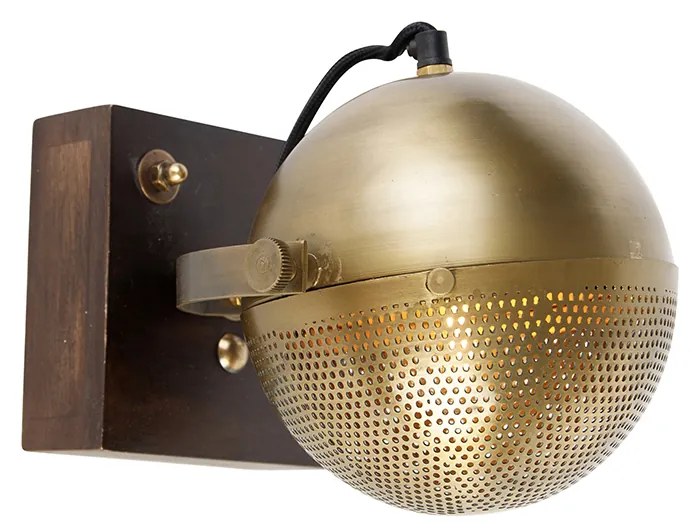Spot industrial bronz cu lemn - Haicha