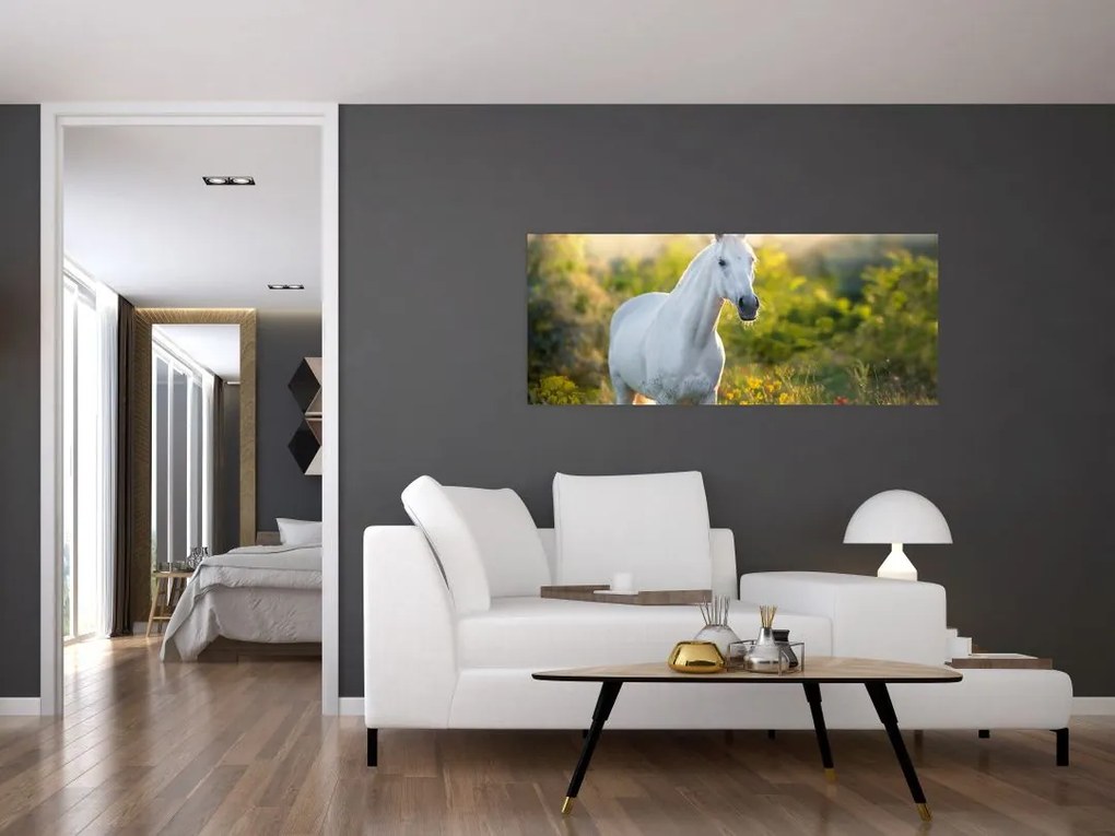 Tablou - Cal alb în poină (120x50 cm)