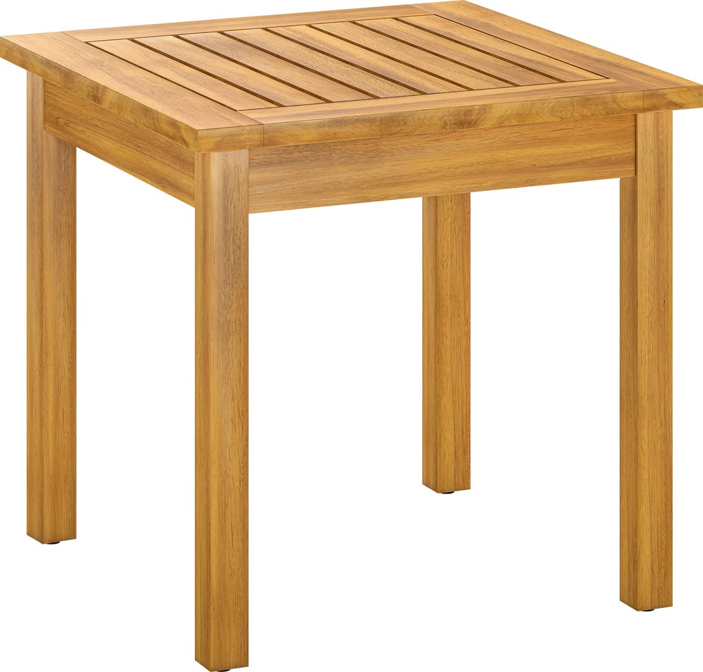 Outsunny Masă laterală 48 x 48 cm rezistentă la intemperii masă de grădină cu design cu lamele picioare reglabile, pătrată | Aosom Romania