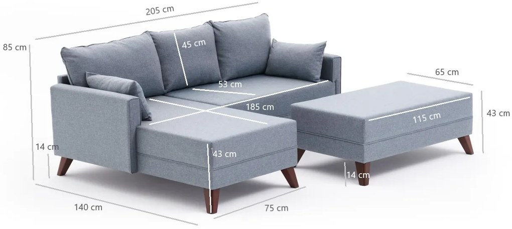 Canapea extensibilă Bellina (albastru) (S). 1063008