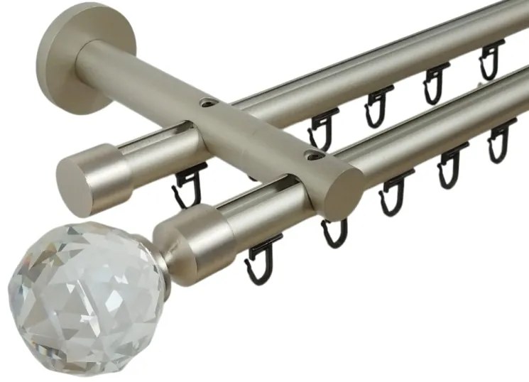 Galerie metal dubla PICIOR UNIVERSAL TEAVA PROFIL - KULA CRISTAL19/19 - CROM MAT (Alege marime: 320 cm)