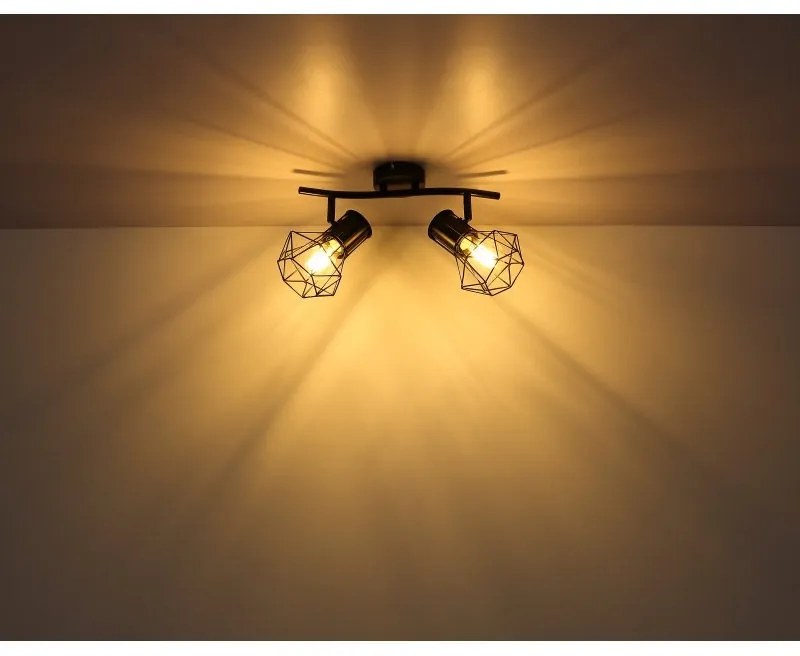 Aplica de perete / tavan cu 2 spoturi design industrial PRISKA negru