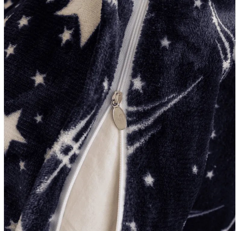 Set lenjerie cocolino STARLIGHT albastru inchis + cearsaf Cocolino microplus SOFT 90x200 cm alb, pentru un pat simplu